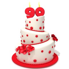 Birthday cake with number ninety