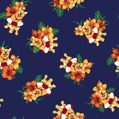 ハイビスカスとイヌ