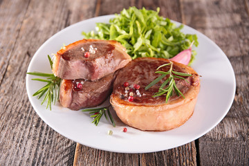 grilled meat and salad