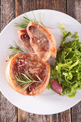 grilled meat and salad