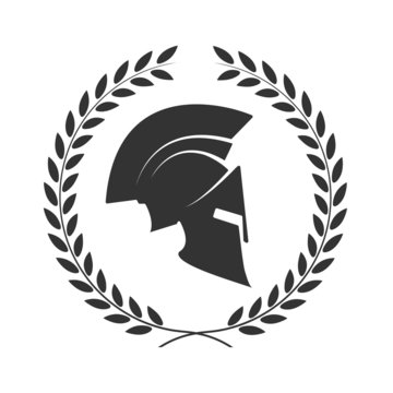 icon a Spartan helmet in a laurel wreath