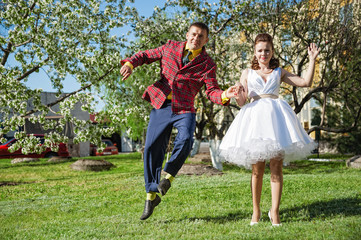 Naklejka premium Weddibg in retro style