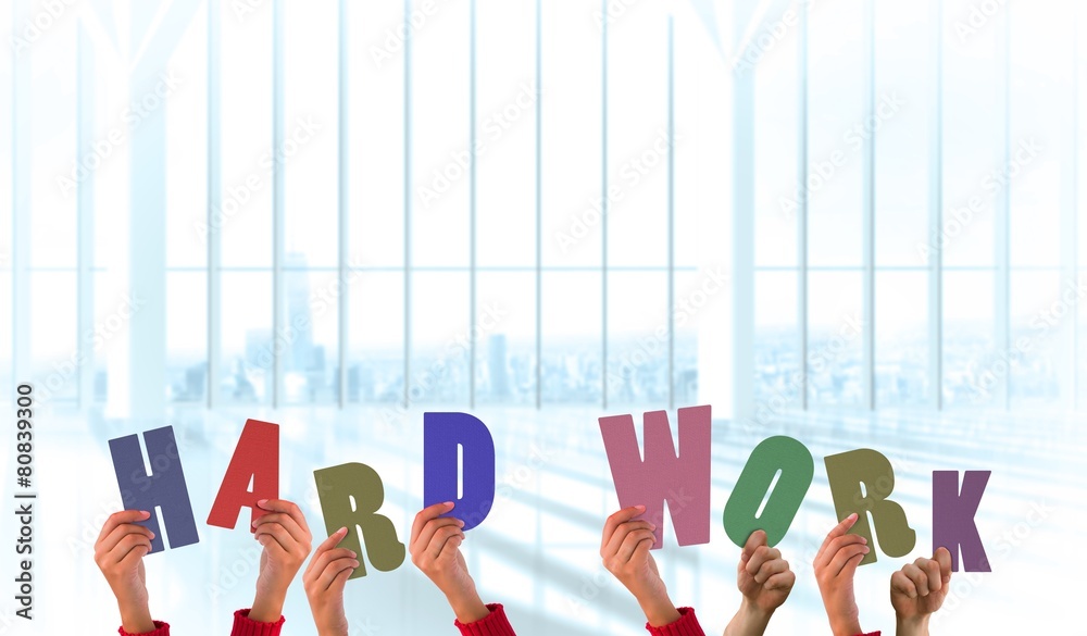 Poster composite image of hands showing hard work