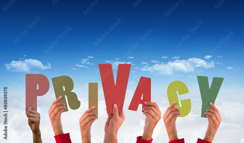 Poster composite image of hands showing privacy