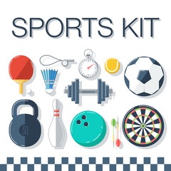 Set of vector sport icons in flat design.