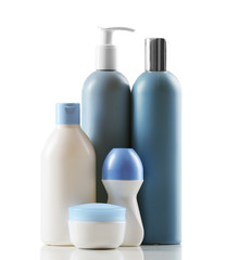 Cosmetic bottles isolated on white background