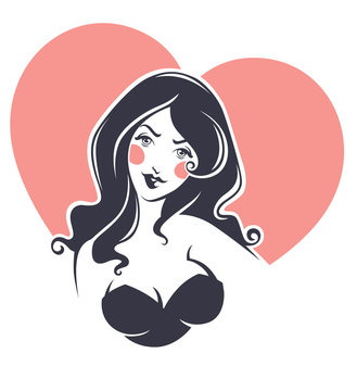 lovely pinup girl and heart shape background