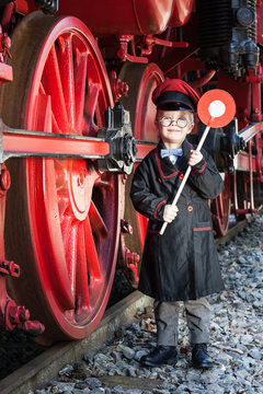 Little Train Conductor Boy