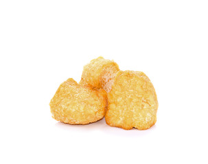 Sliced bean curd tofu over white background