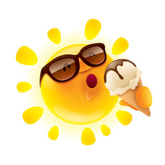 Naklejka premium Summer sun holding an ice cream