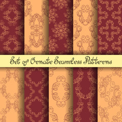 Vector Set of 10 Ornate Seamless Patterns