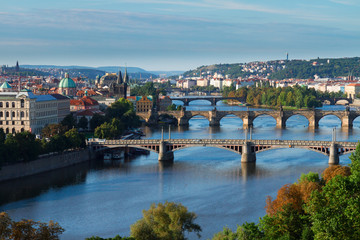 Fototapeta na wymiar Bridges of Prague over VLtava river