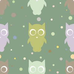 vector seamless pattern with owls