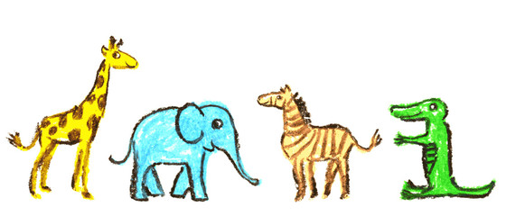 Obraz premium Pastel chalks drawing of animals