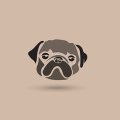 Vector stylized pug dog icon. Cute illustration