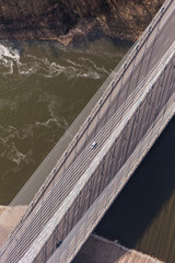 aerial view of highway bridge