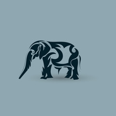 Stylized elephant icon black. Vector illustration