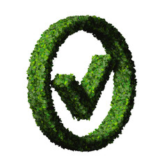 Approved, ok, like, eco sign made from green leaves.