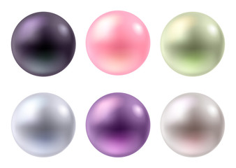 Set of colorful pearls. Jewelry gemstones.