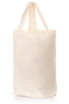 Fabric natural canvas bag on white, clipping path