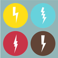 Flat lightning symbols set. Vector.