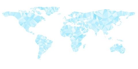 Digital blue world map is shining diamond triangles style