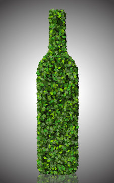 Bottle made from green leaves.