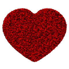 Heart made from red leaves.