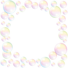 Naklejka na ściany i meble Soap Bubbles Frame Background White