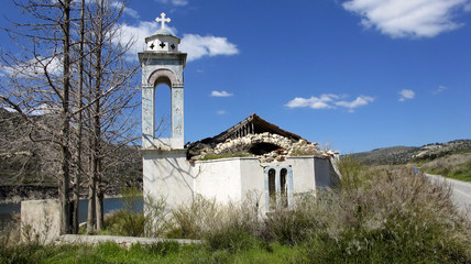 ruin Orthodox church in the mountains of Cyprus