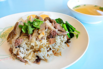 Thai stewed pork leg with rice (Kao Kha Moo)