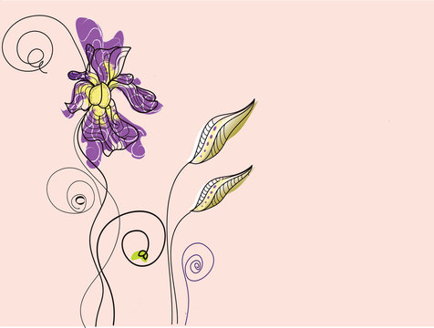 Sfondo vintage floreale con iris e foglie
