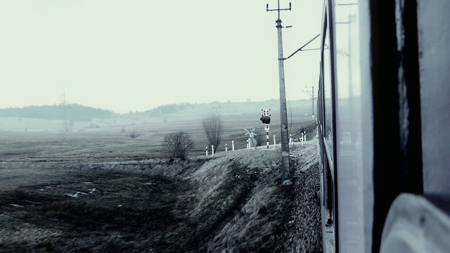 view from the moving train.