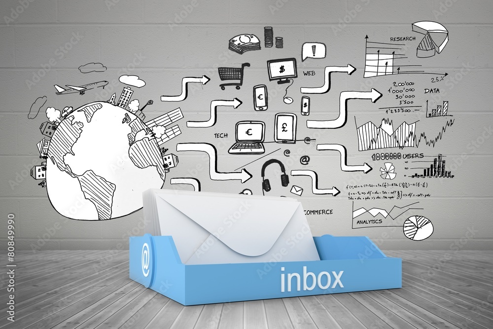 Poster Composite image of blue inbox