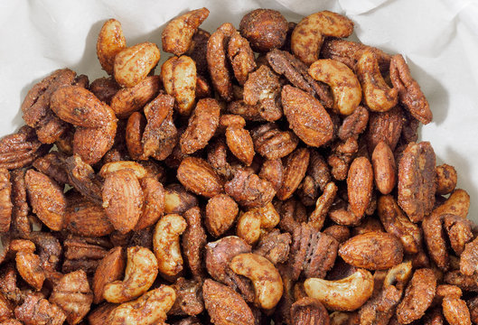 Roasted Nuts Mix  On Paper Napkin