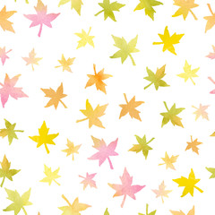 seamless watercolor pattern with autumn maple leaves