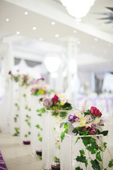 Banquet wedding table setting on evening reception