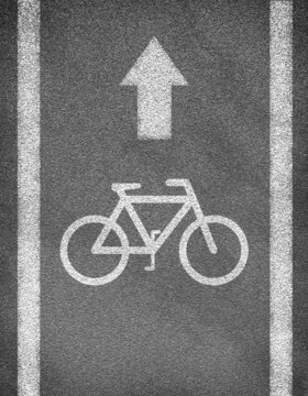 Asphalt road texture with two line and bicycle sign