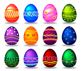 Set of Vivid Color Easter Eggs