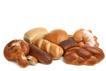 a lot of bread on isolated background