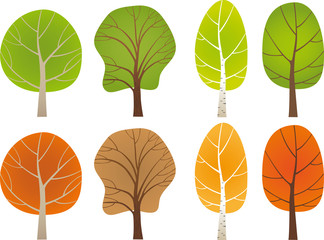 Set of leafy trees - obrazy, fototapety, plakaty
