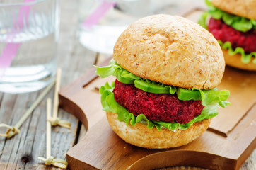 Quinoa, beet and chickpea burgers
