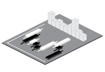 Isometric candlestick chart.