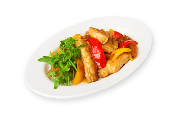 Restaurant food isolated - white fish in batter