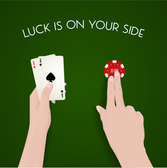 Gabling and luck, dealer, green cloth, fortune, easy money, live