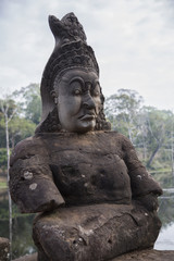 Cambogia, ancient statue angels and demons