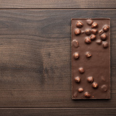 chocolate bar with whole hazelnuts