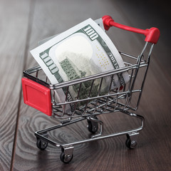 a hundred dollars in the shopping trolley