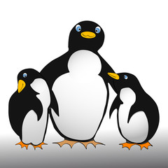 penguin family - comic style