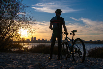 Man with mountain bike